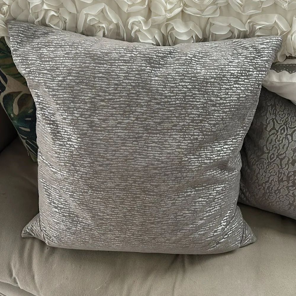 Square Nicole Miller decorator pillow -gray and silver -nwot